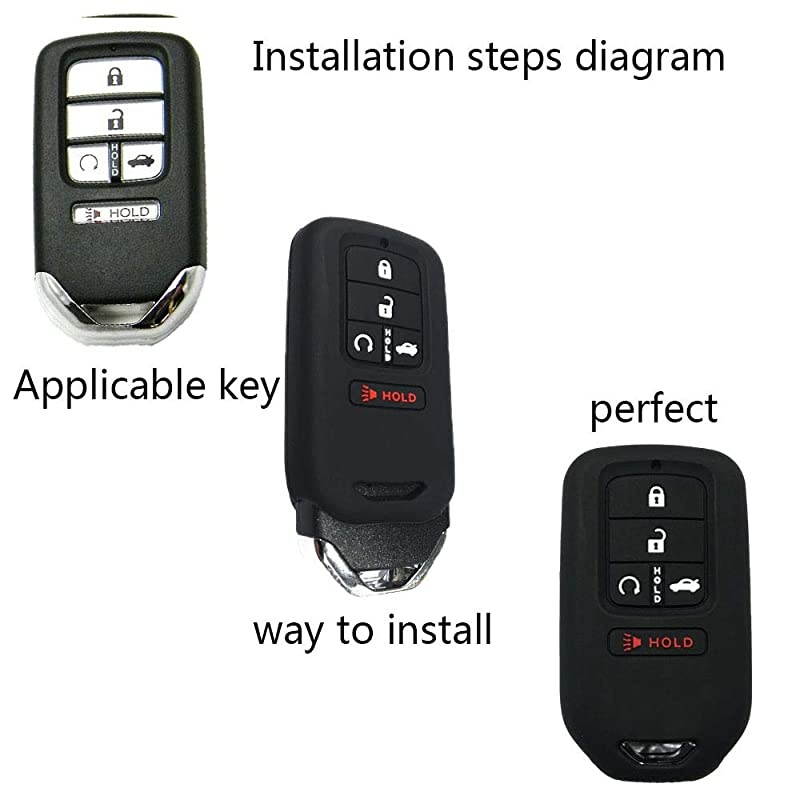 Key Fob Cover 2Pcs  Silicone Smart Car Key Case Protector for 2018 2017 2016 2015 Honda Accord Civic CR-V CRV Pilot EX-L(Red Pink)