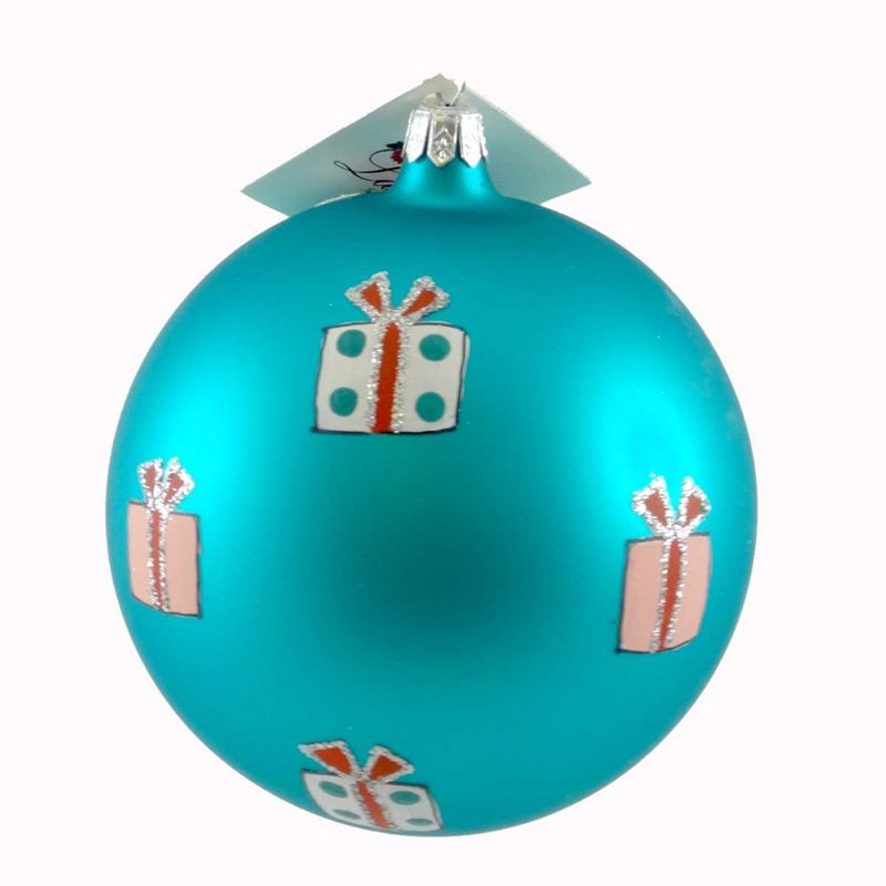Laved Italian Ornaments Santa With Presents Ball Christmas Teal Gifts Claus  -  Tree Ornaments