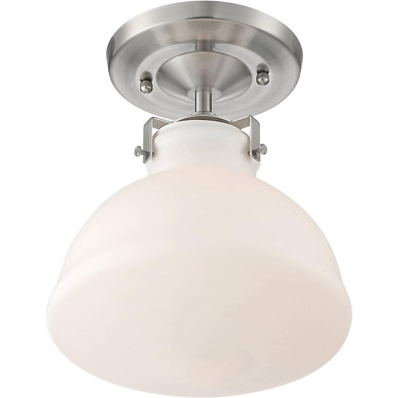 Possini Euro Design Bellis 9 1/2" Wide Brushed Nickel and White Glass Ceiling Light