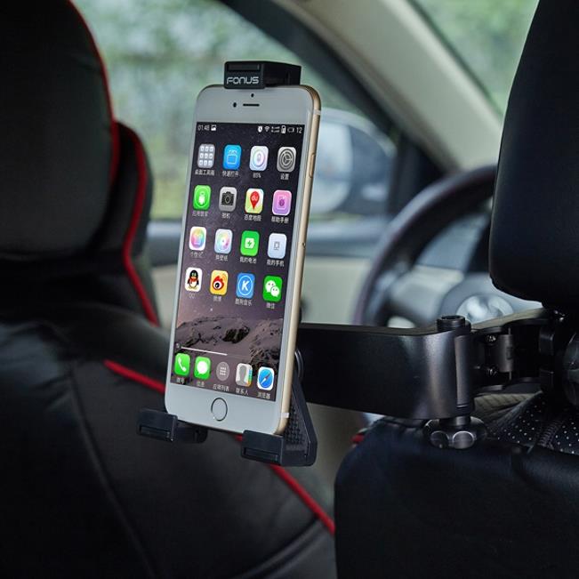Car Headrest Mount Smartphone Tablet Holder Rotating Cradle Back Seat Entertainment Dock Strong Grip [Black] O5Q for Samsung Galaxy S8+, S9 S9+, Tab 4 NOOK 10.1 (SM-T530) 7.0 (SM-T230)