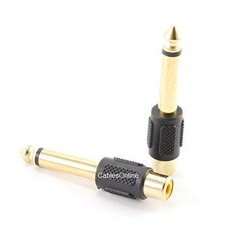 CablesOnline , 10-PACK RCA Female Jack to 6.35mm (1/4inch) Mono Male Plug Audio Adapter, Gold Plated, AV-A21K-10