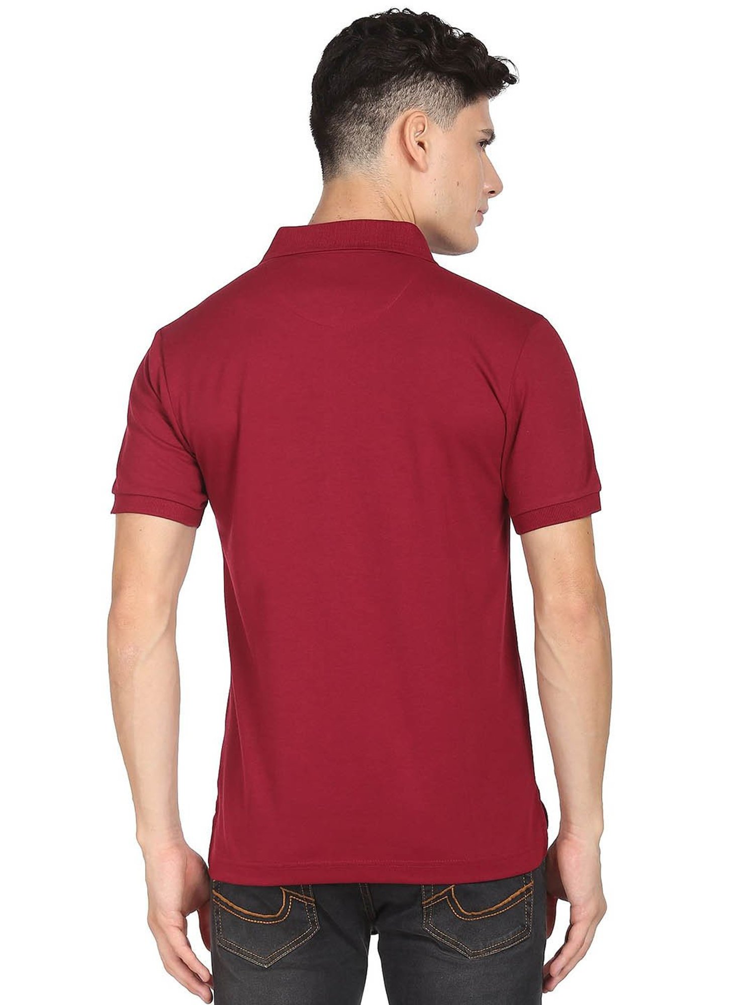 AD by Arvind Wine Slim Fit Polo T-Shirt