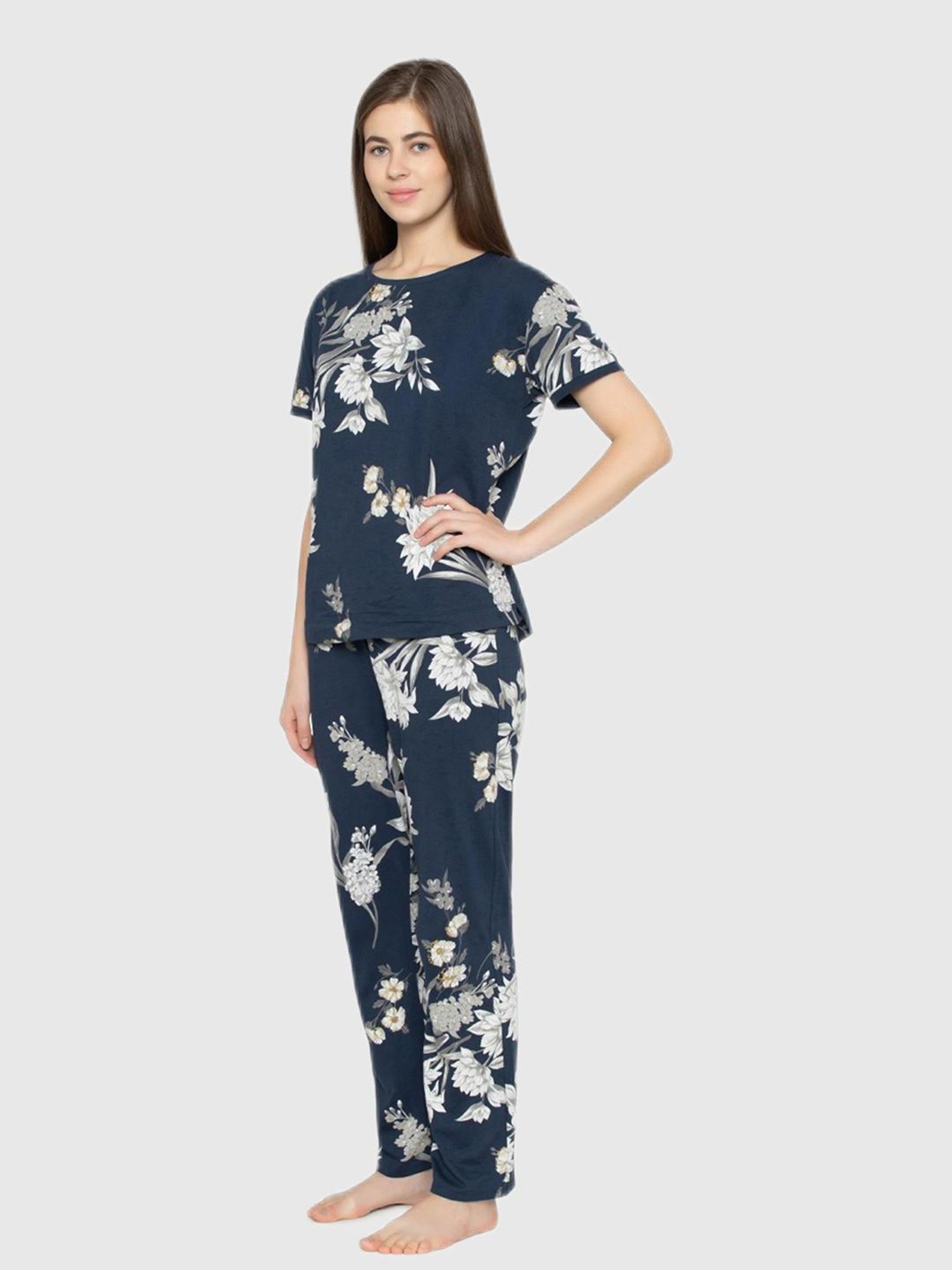 Triumph Navy Floral Print Pajama Set