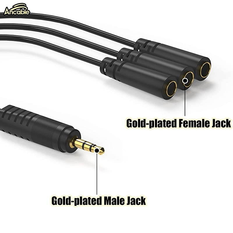 9 Inch 35mm 18quot Male to 3X Female Stereo Splitter Audio Cable 3 Way Splitter GoldPlated