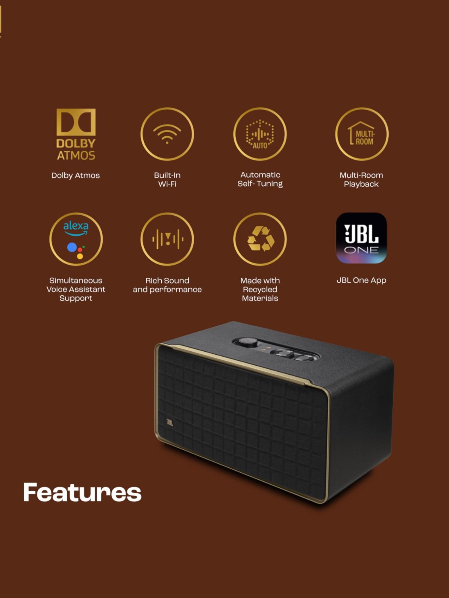 I Kall IK005 Bluetooth Tower Speaker (Brown)