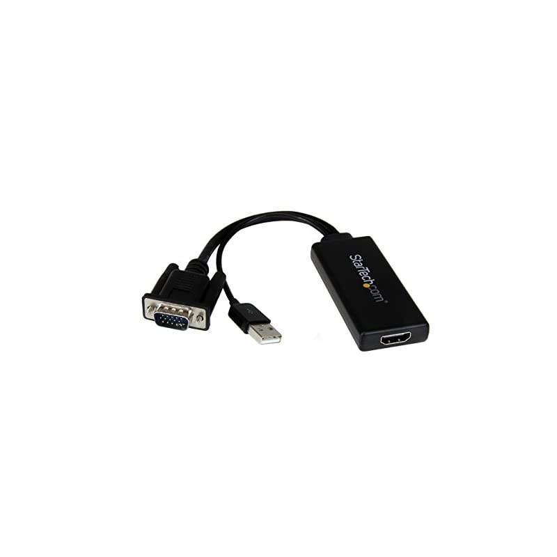 com VGA to HDMI Adapter with USB Audio - VGA to HDMI Converter for Your Laptop / PC to HDTV - AV to HDMI Connector (VGA2HDU)