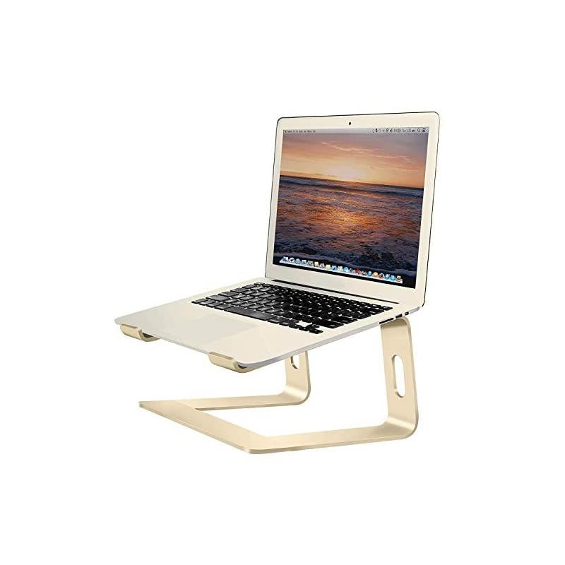 Laptop Stand, Aluminum Computer Riser, Ergonomic Laptops Elevator for Desk, Metal Holder Compatible with 10 to 15.6 Inches Notebook Computer, Rose Gold