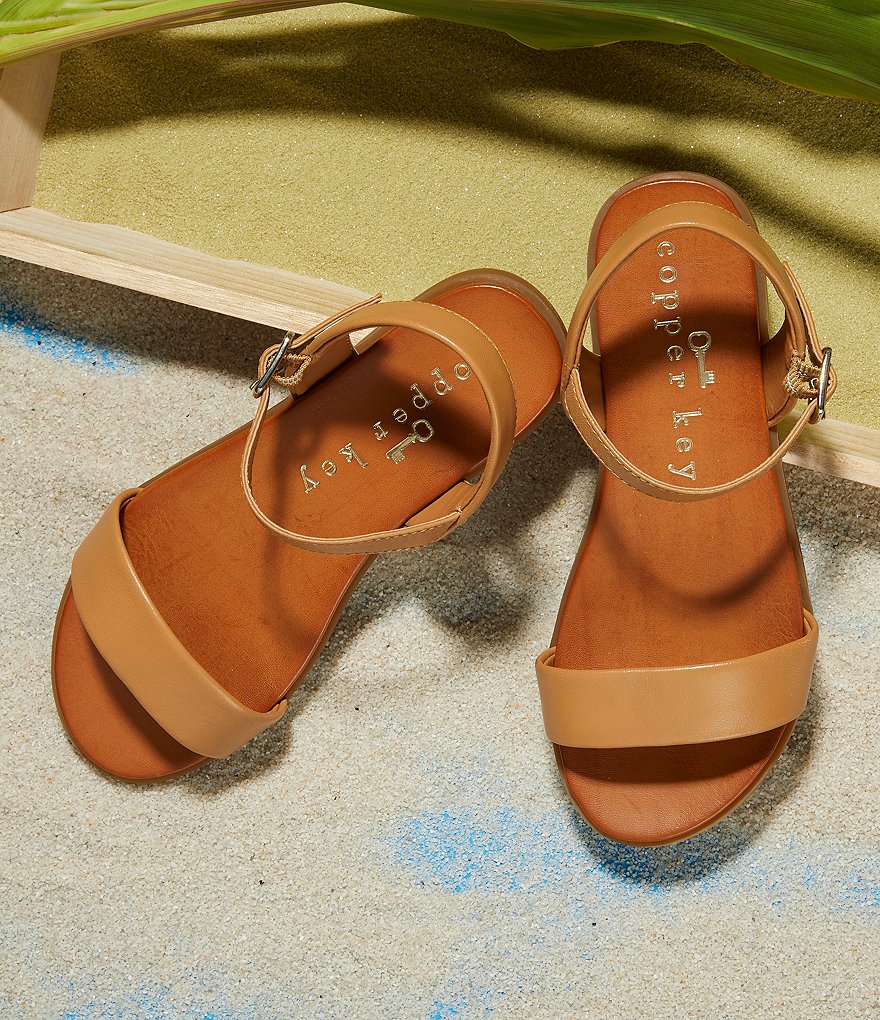 Copper Key Girls' Clevver Leather Two-Piece Flat Sandals (Youth)