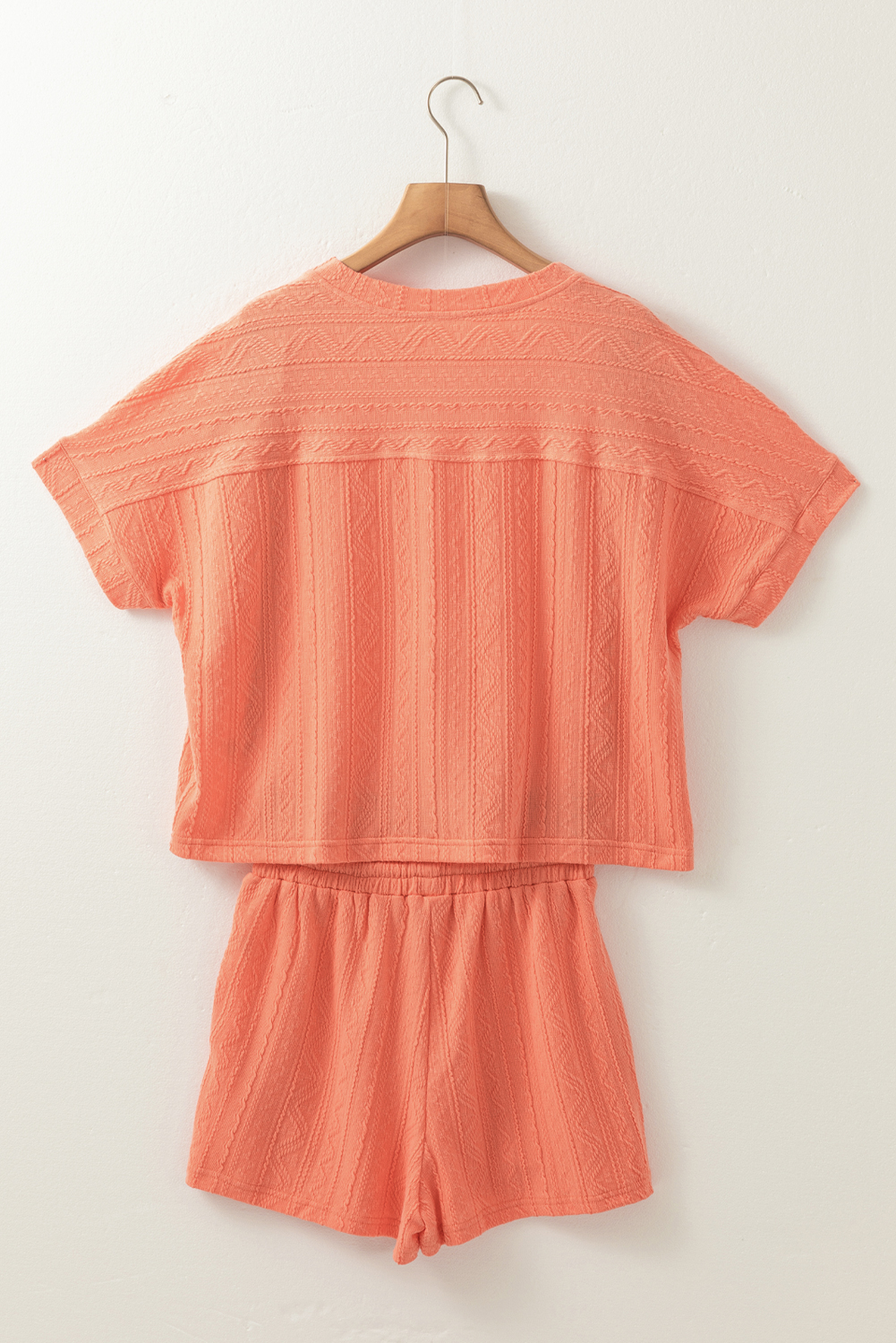 Skobeloff Textured Ruffle Split Top and Drawstring Shorts Set