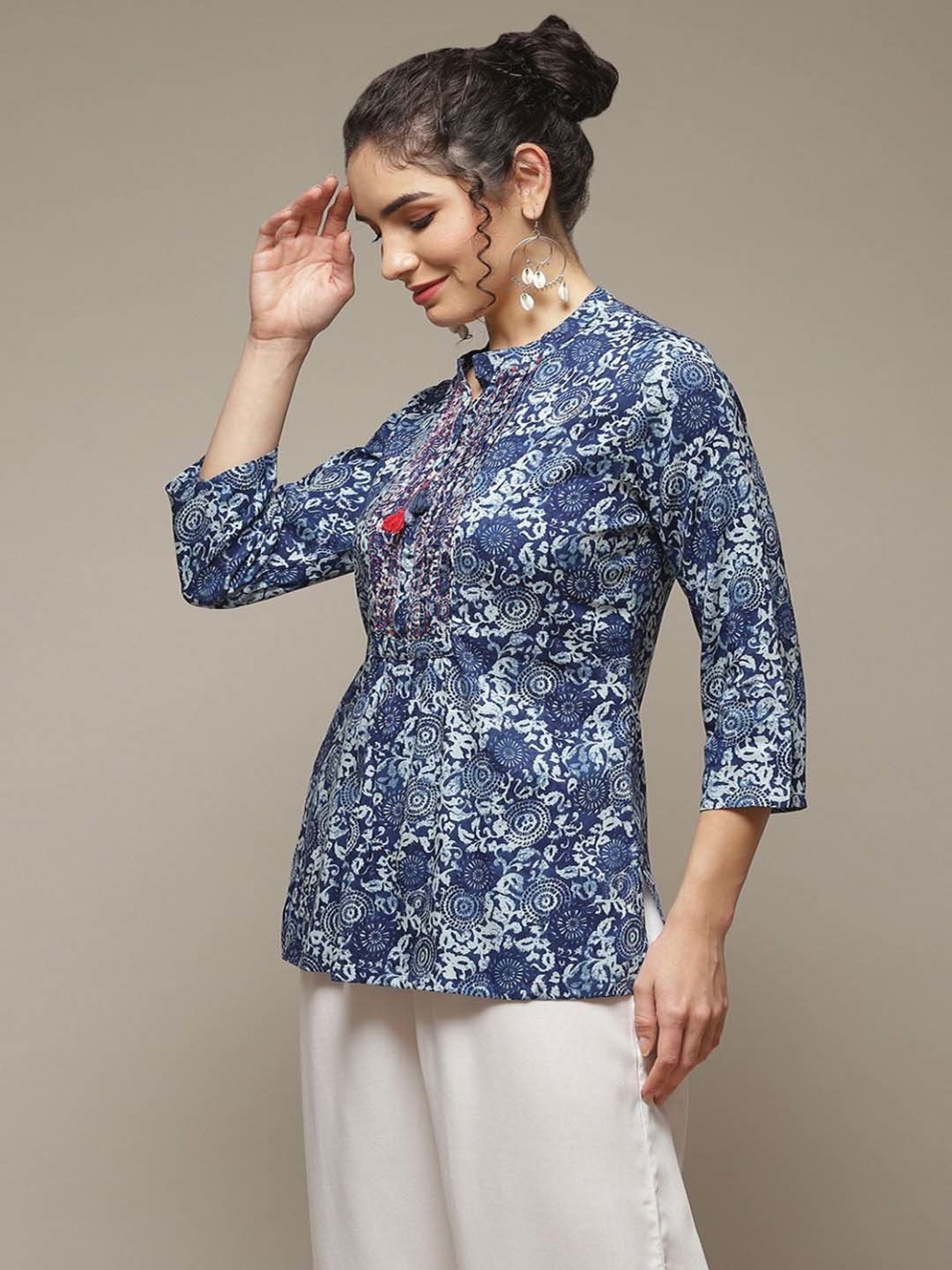 Rangriti Blue Printed Top