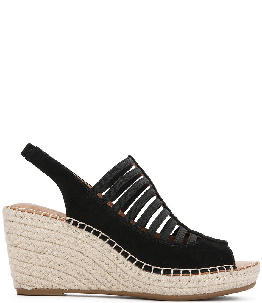 Gentle Souls Charli Elastic Suede Sling Back Espadrille Wedges