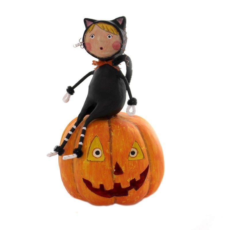 Lori Mitchell 6.0" Cat & Jack Halloween Pumpkin  -  Decorative Figurines