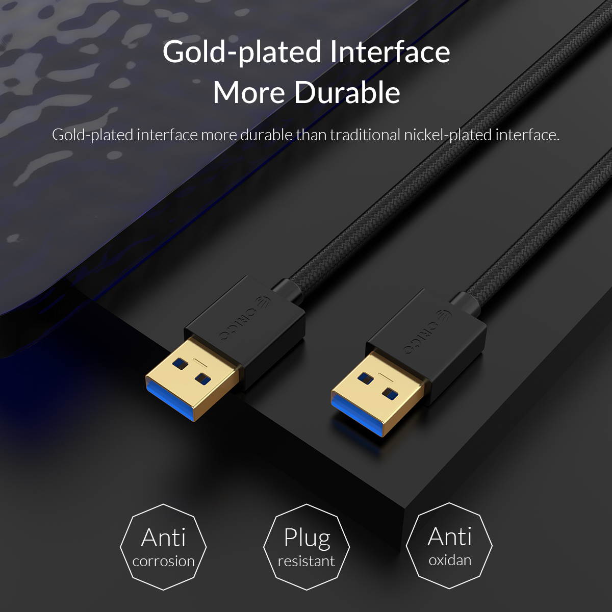 ORICO USB 3.0 A to USB 3.0 A Cable (M/M),3.0 A to USB 3.0 A , Super speed Transmission Charging  Cable 1.64ft to 6.6ft Gold-plate Interface for 2.5/3.5 in HDD SSD M.2 SSD and HDD Enclosures