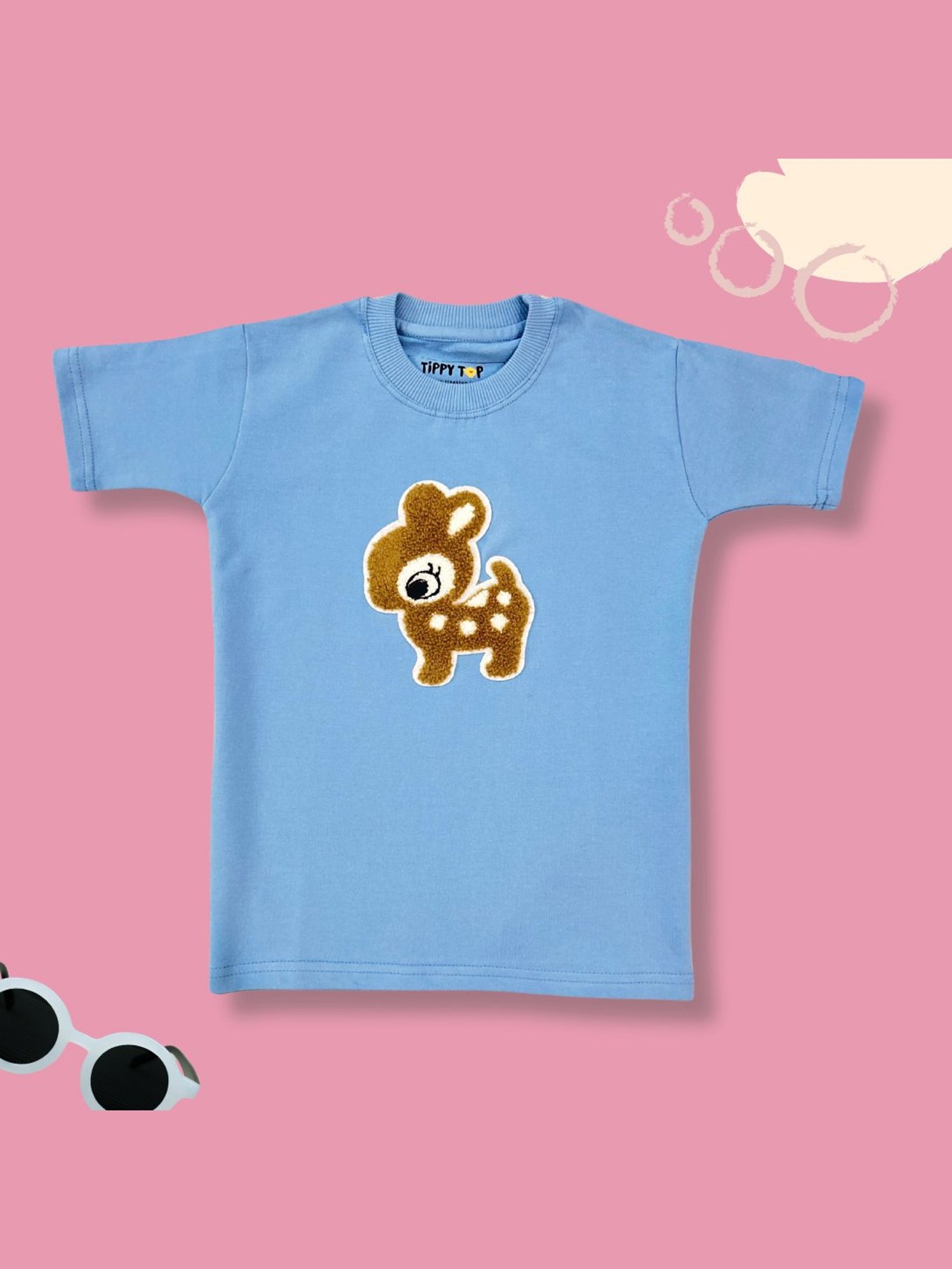 Tippy Top Kids Light Blue Self Design T-Shirt