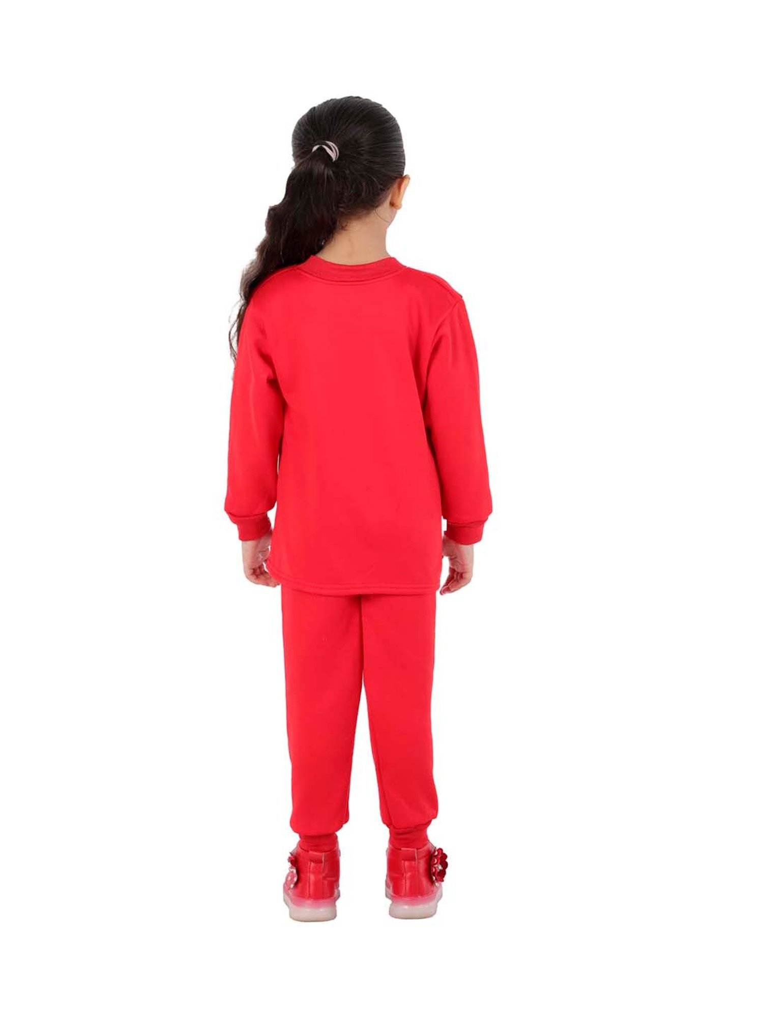 Ahhaaaa Kids Red Printed Sweatshirt with Joggers