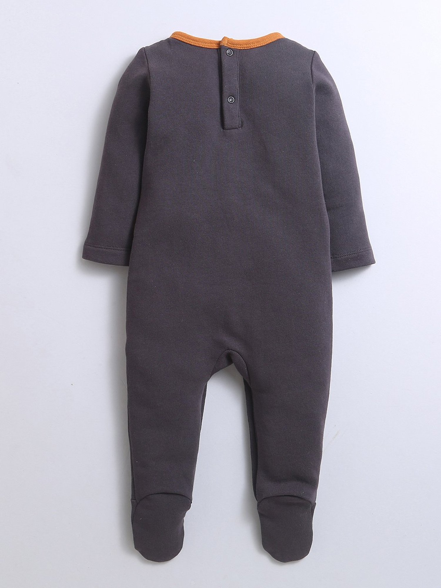 Nino Bambino Kids Brown & Orange Printed Full Sleeves Romper