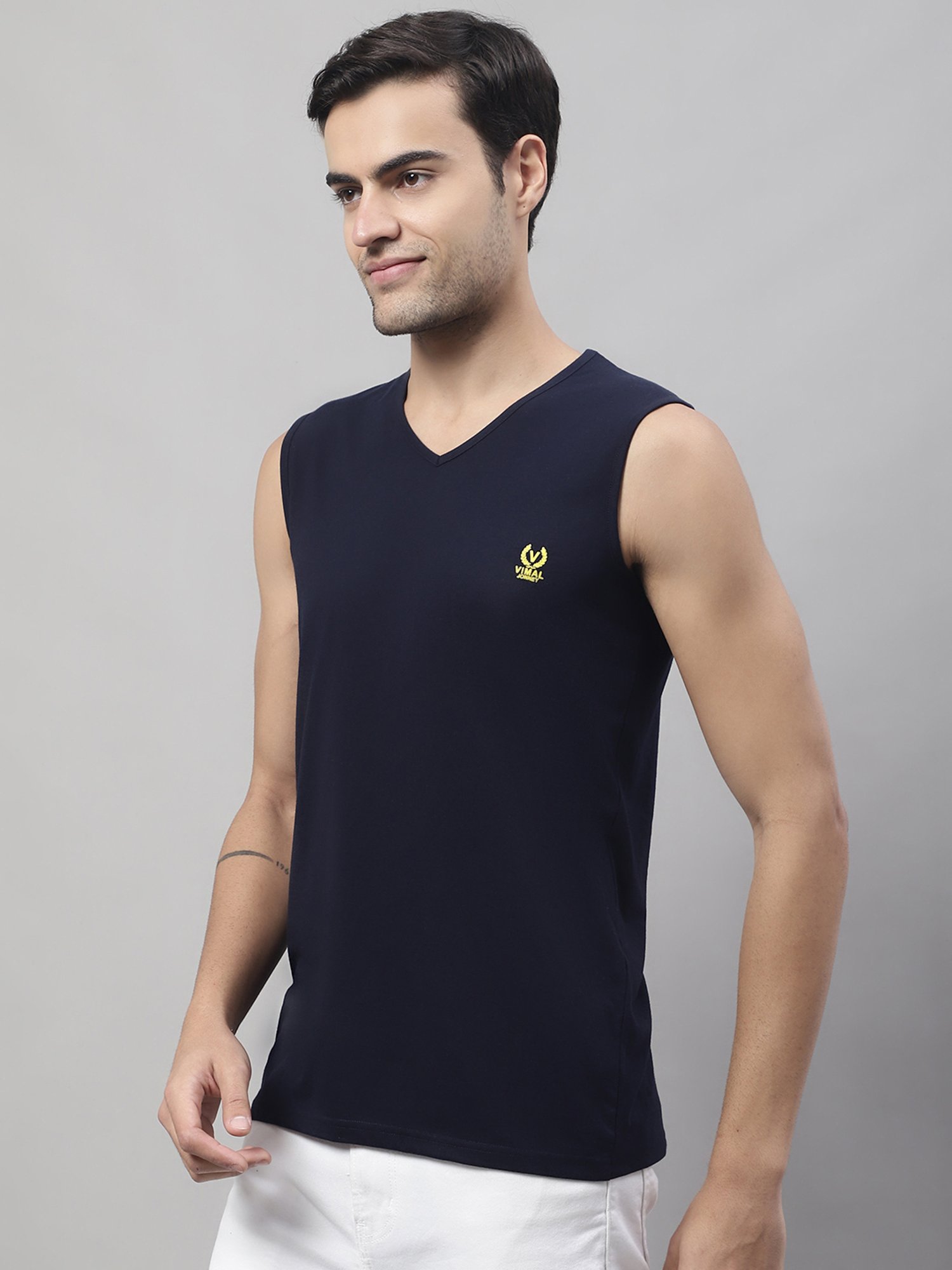 Vimal Jonney Multicolor Regular Fit Sleeveless Lounge T-Shirt - Pack of 3