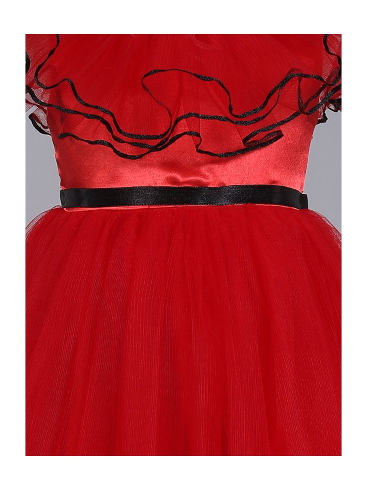 Many Frocks Kids Red Solid Gown