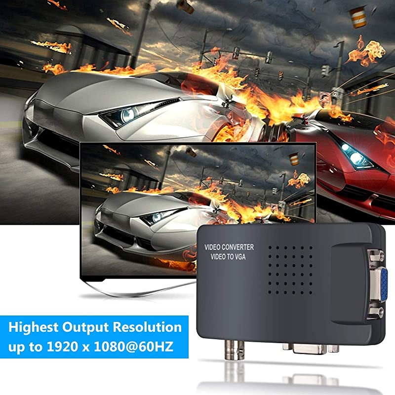 CCTV Camera BNC SVideo VGA to VGA Converter Box PC to TV VGA Input to VGA Output Laptop Computer Monitor Converter Adapter for DVR DVD Player Support PAL NTS