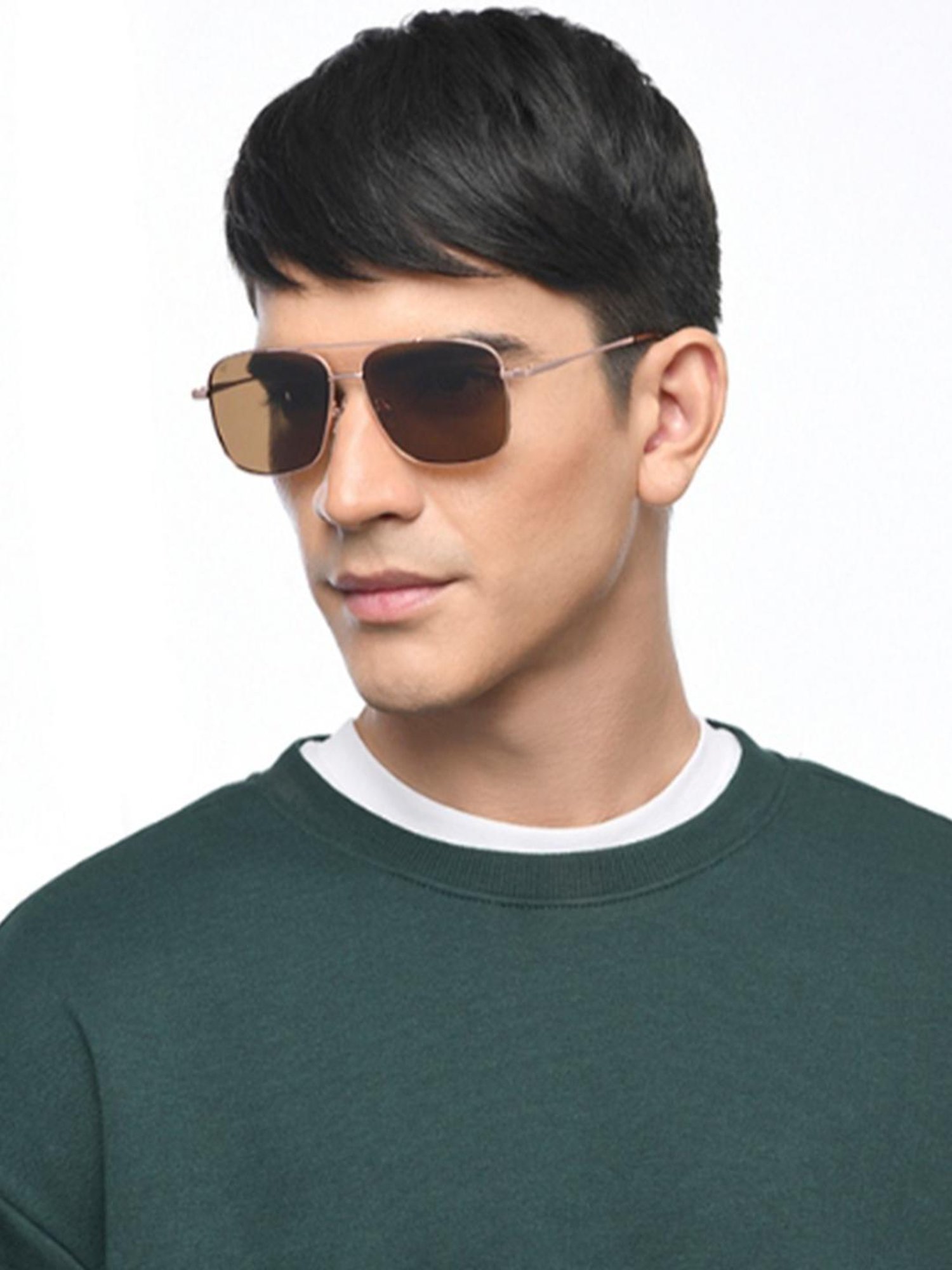 Vincent Chase Brown Square Polarised and UV Protected Lens Unisex Sunglasses