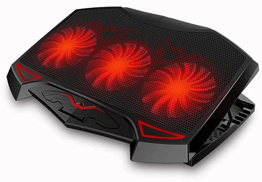 RGB Laptop Cooling Pad with 6 Quiet LED Fans 5 Heights Adjustable and Phone Stand, Dual USB Ports Gaming Laptop Cooler for 11"-18" Gaming Laptops (Blue)
