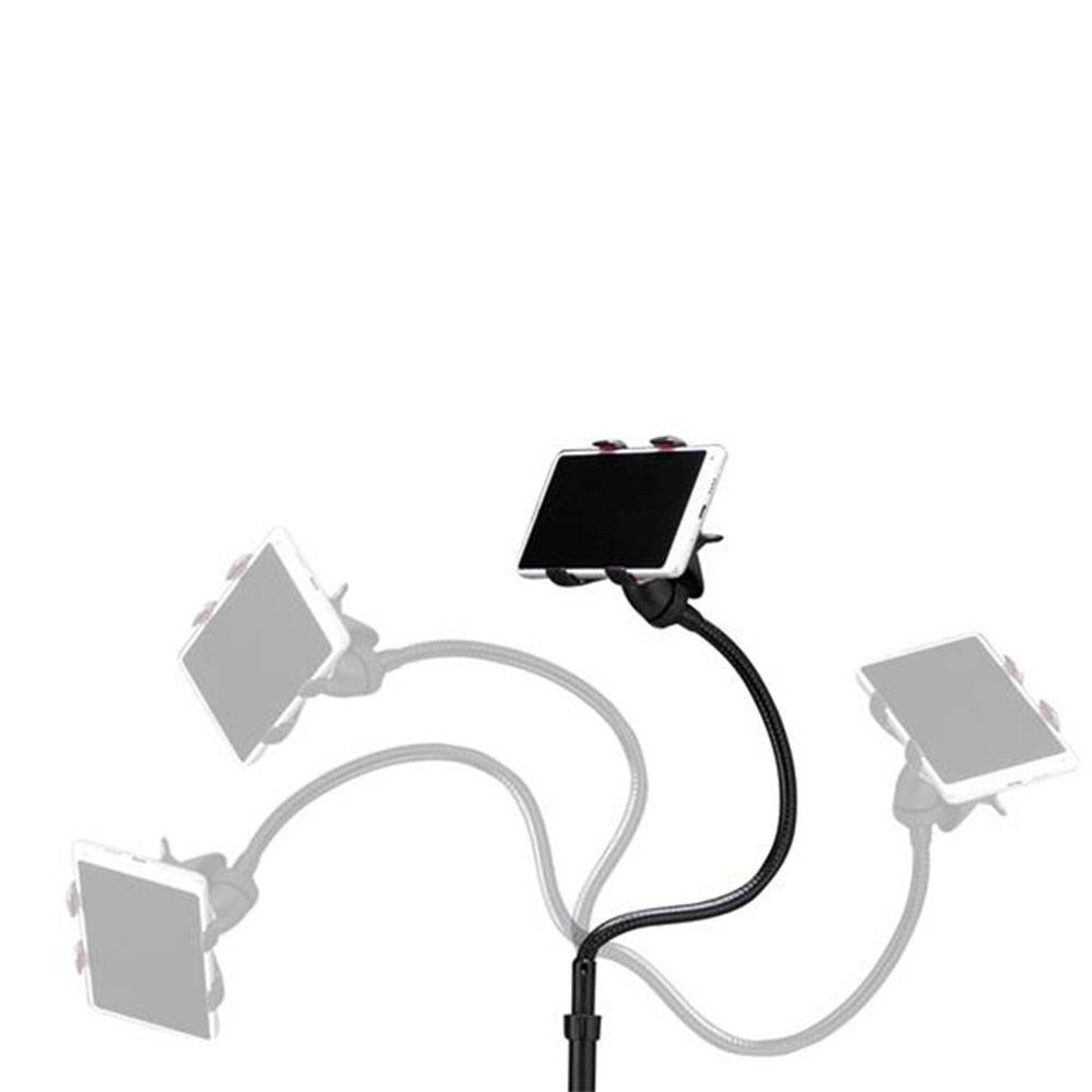 Cell Phone Stand Adjustable Height & Angle Phone Holder Flexible Long Arm Headboard Bedside Lazy Bracket Side Clamps Extend 4.3 Inch Suit For Live Broadcast, Online Class, Face Time, Zoom Meeting, Vid