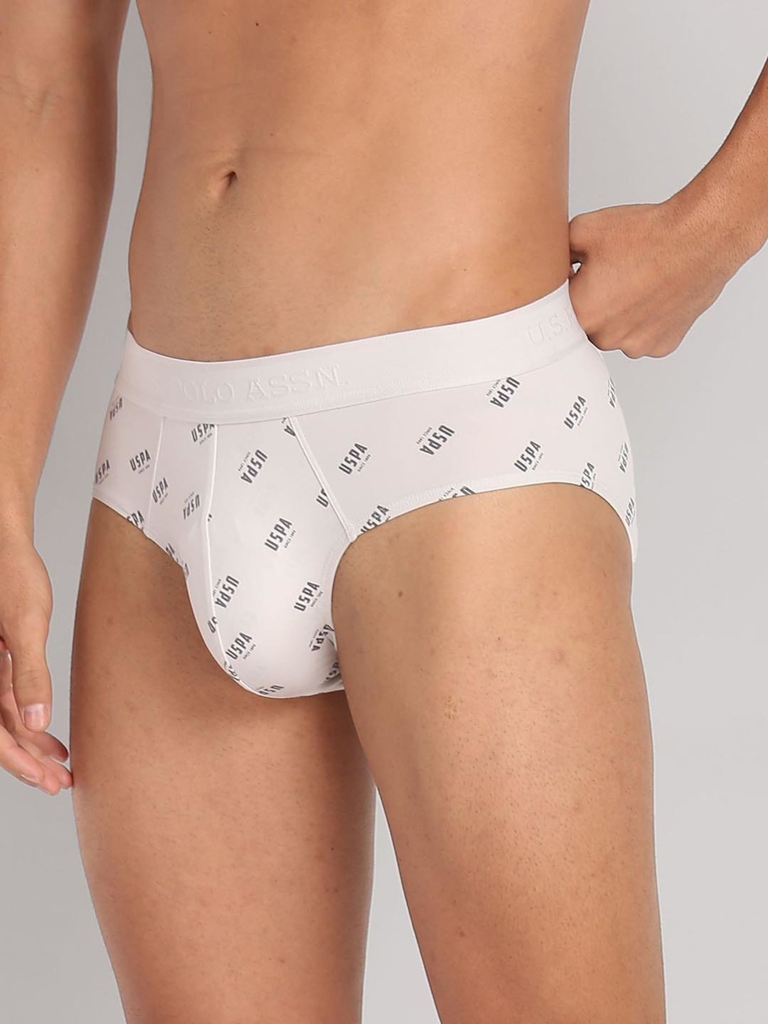 U.S. Polo Assn. White Regular Fit Printed Briefs