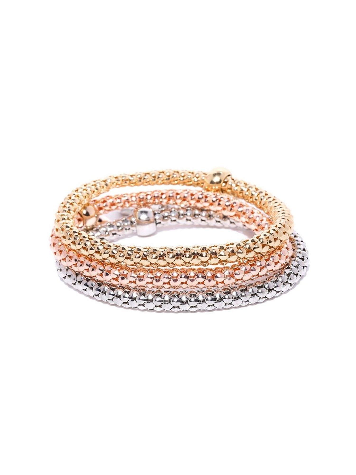 YouBella Women Stone-Studded Elasticated Charms Bracelet - Set of 3