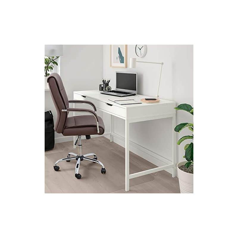 High Back Office Desk Chair Conference Leather Executive with Padded Armrests, Adjustable Ergonomic Swivel Task Chair with Lumbar Support (White)