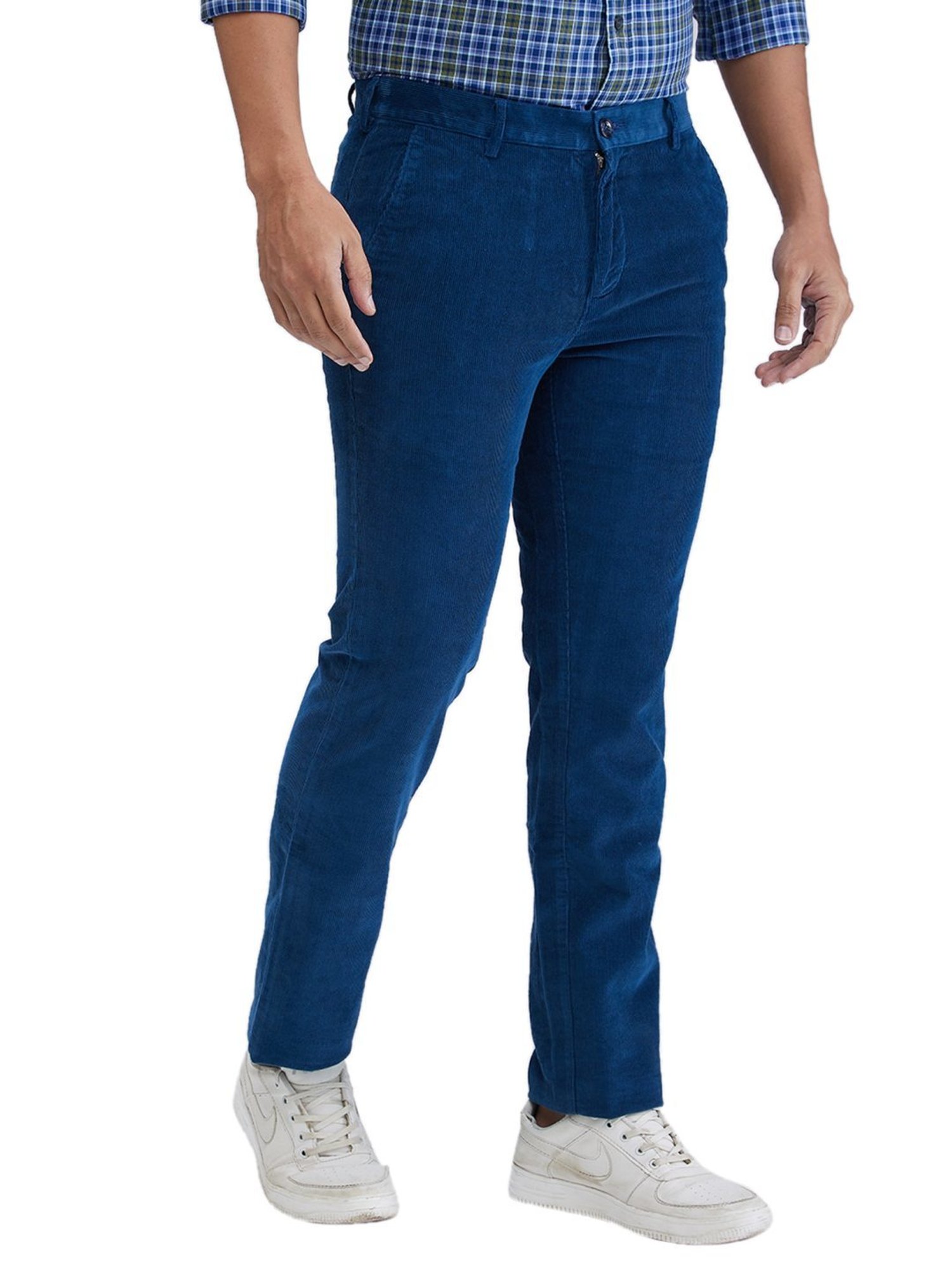 Colorplus Blue Slim Fit Striped Trousers