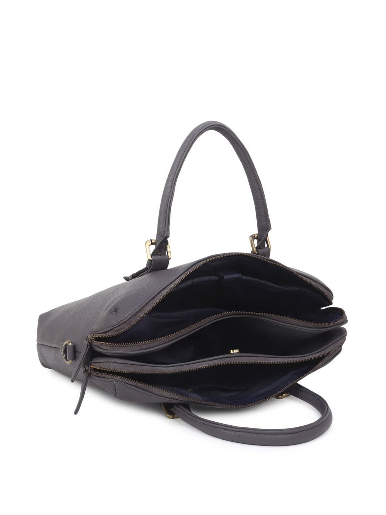 Yelloe Dark Grey PU Solid Laptop Messenger Bag