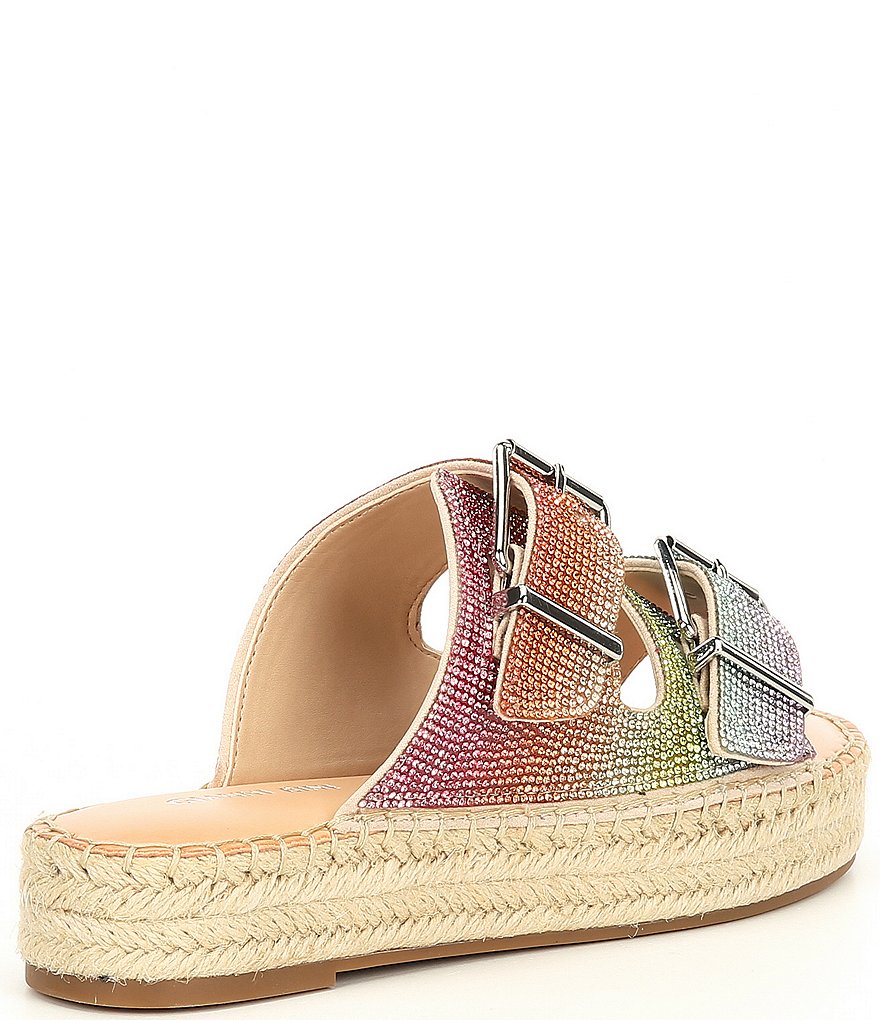 Gianni Bini Tyyla Rainbow Rhinestone Embellished Banded Flatforms