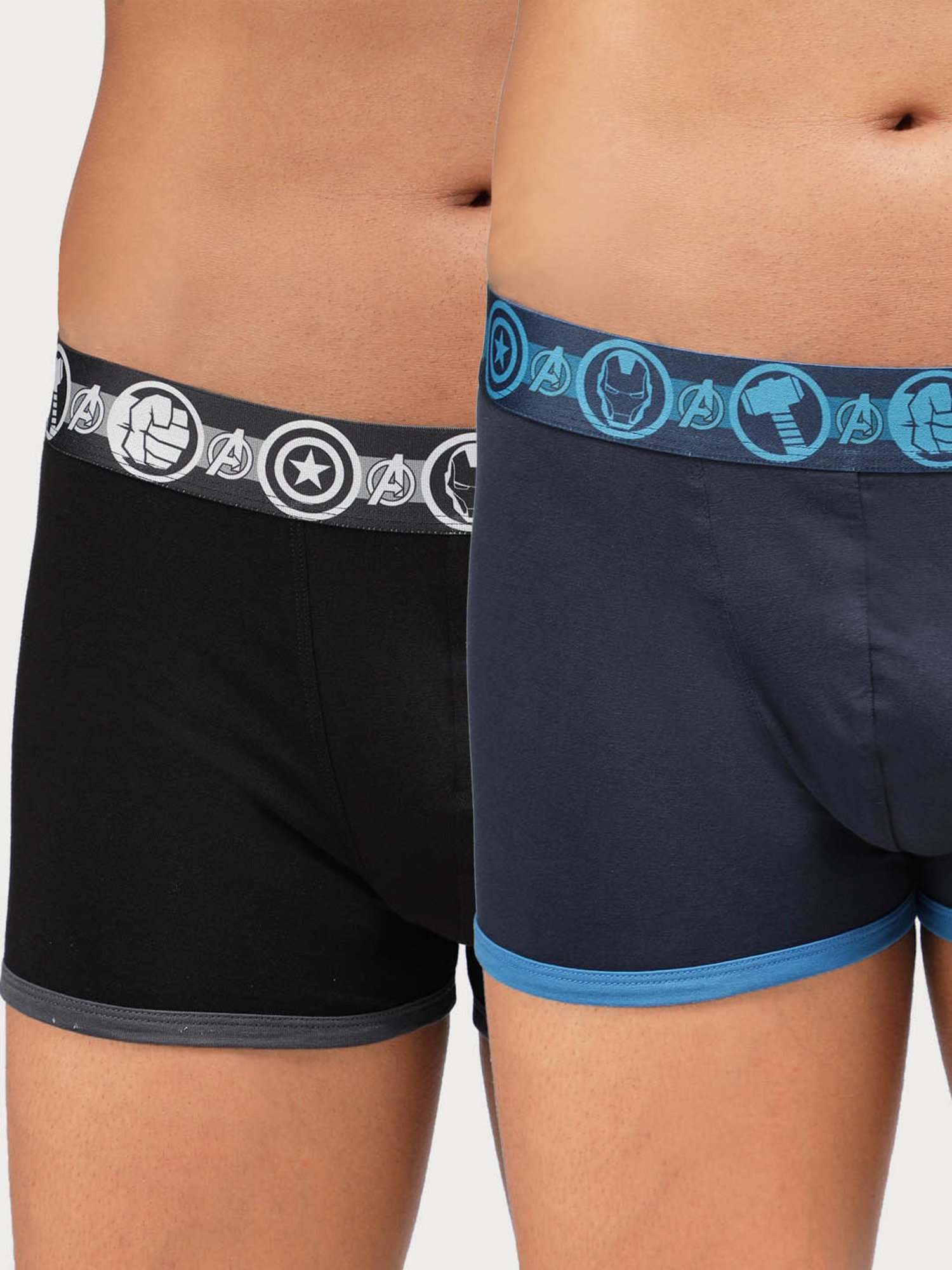 Zoiro Black & Navy Regular Fit Trunks - Pack Of 2
