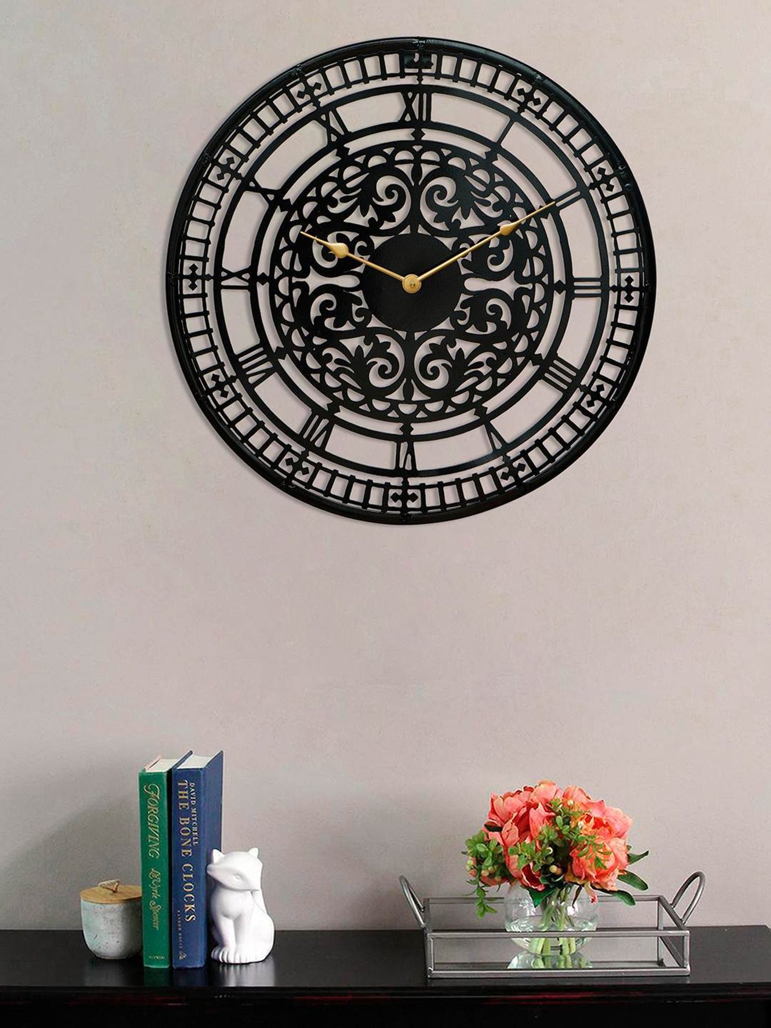 CHRONIKLE Round Black Iron Wall Clock