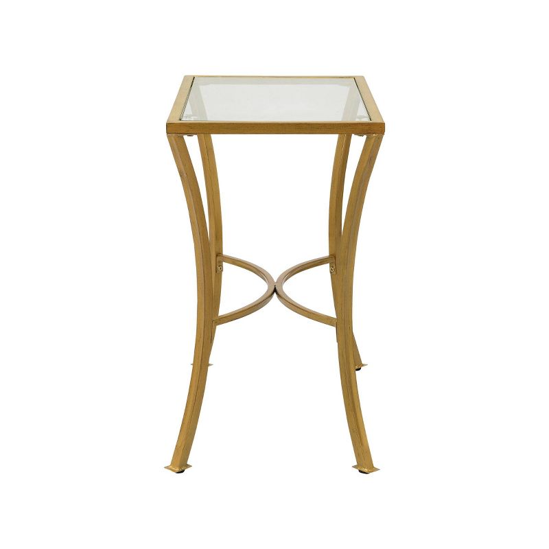 Palin Glass Top Accent Table Antique Gold - Carolina Chair & Table