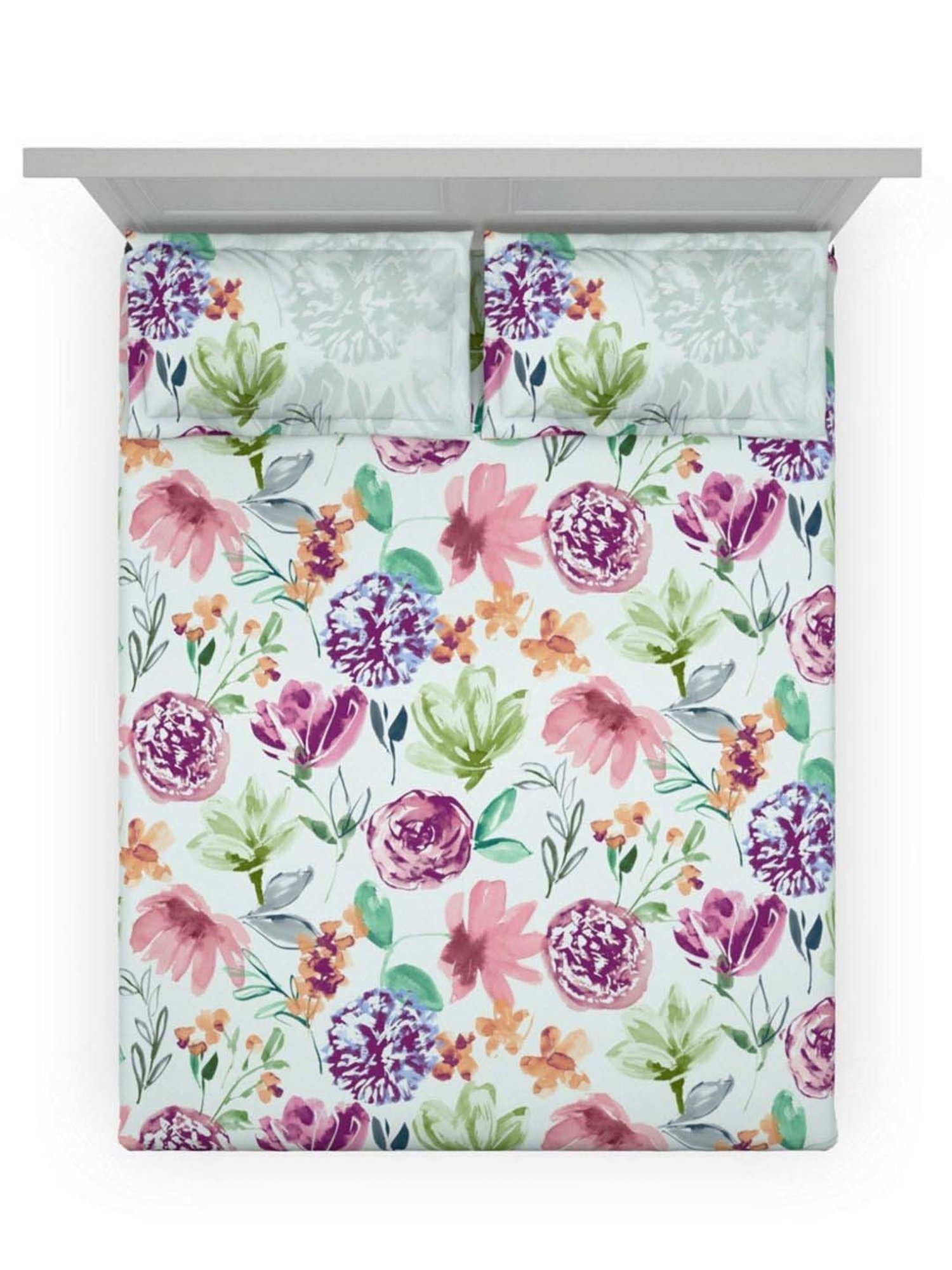 DDecor Summer Blooms Pink Cotton 136 TC Double Bedsheet With 2 Pillow Covers