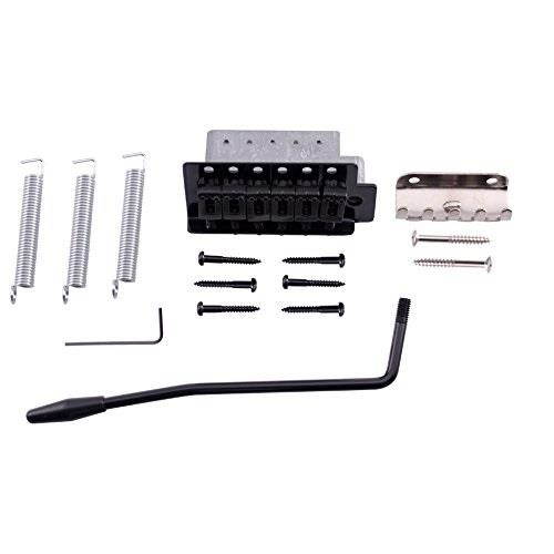 Seismic Audio - SAGA24 - Replacement Black Strat-Style Tremolo Bridge Set for Strat Style Electric Guitar