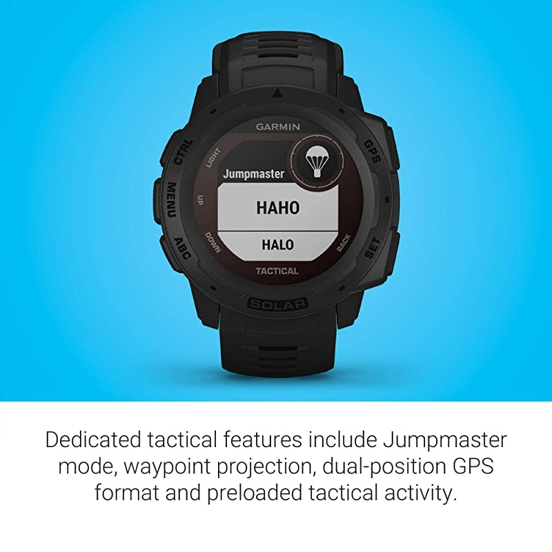 Instinct Solar Tactical, Solar-Powered Rugged Outdoor Smartwatch with Tactical Features, Built-in Sports Apps and Health Monitoring, Black