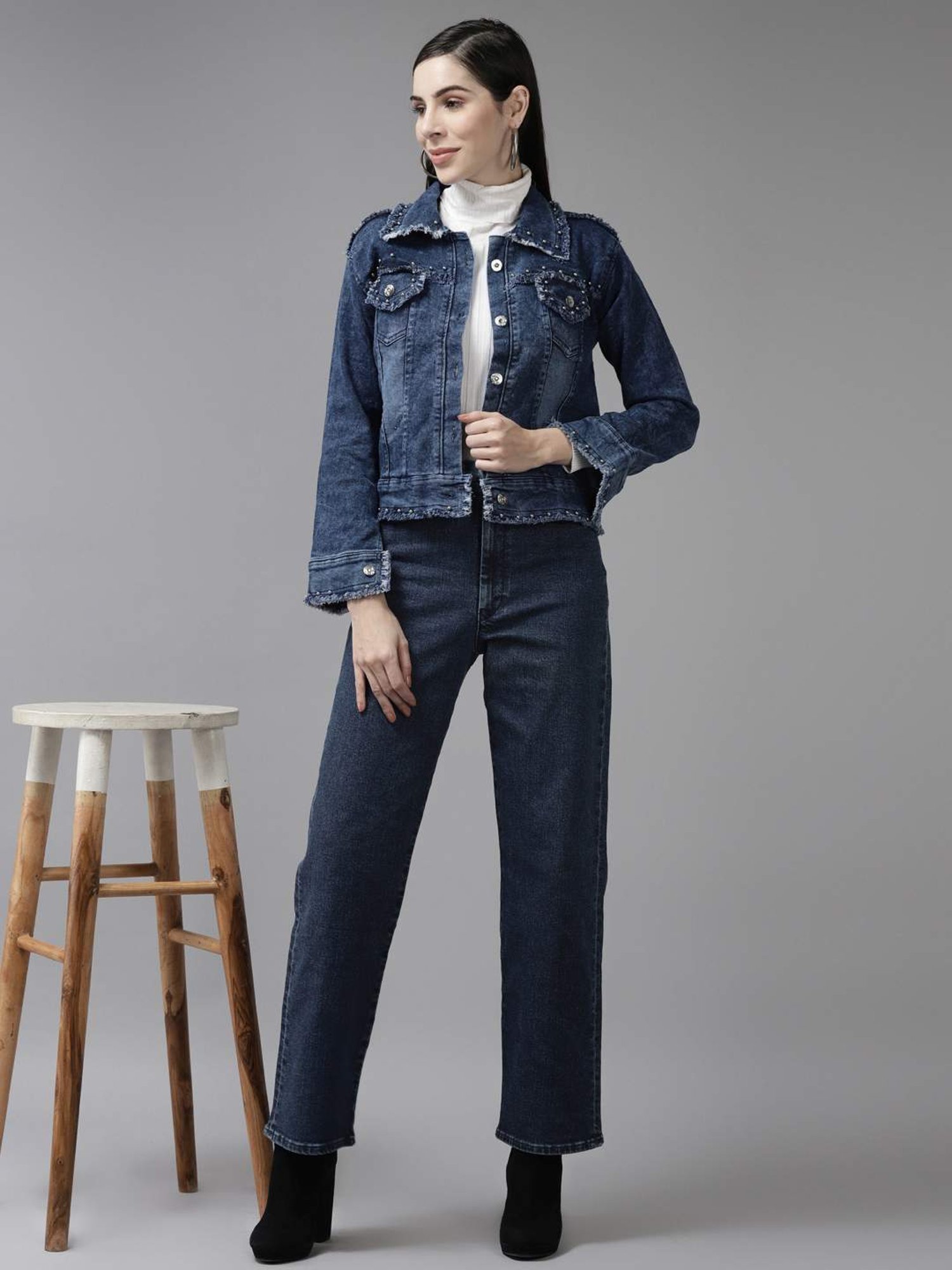 Aarika Navy Embellished Jacket