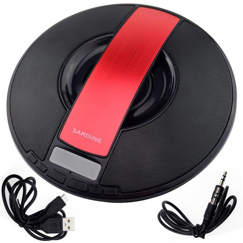ChiTronic Sardine Airship SDY-021 HiFi Bluetooth Stereo Audio Speaker Music Player FM Radio + Alarm Clock,Black+Red