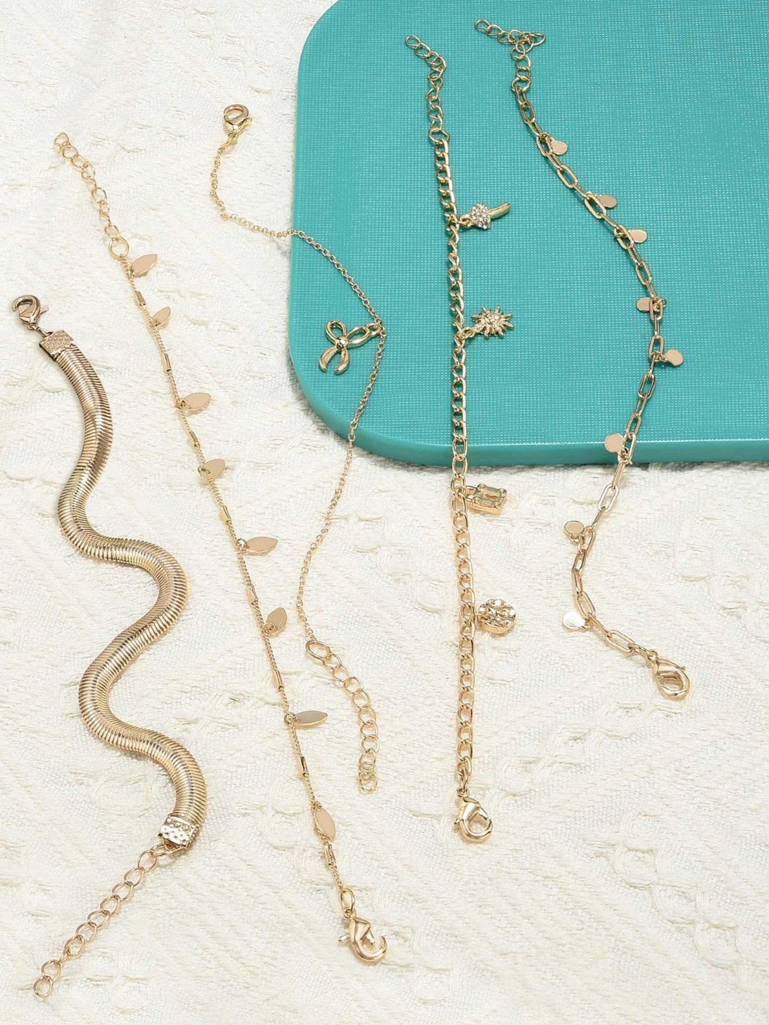 Zaveri Pearls Gold Tone Set of 5 Contemporary Stackable Bracelets-ZPFK11517