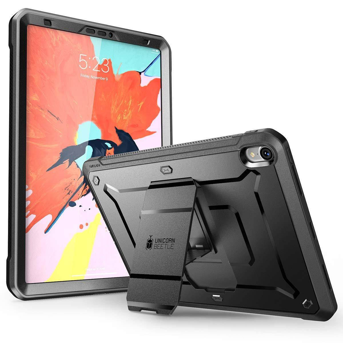 ipad pro 11 '' case 2018 release, supcase with built-in screen protector [ub pro series] kickstand full-body rugged protective