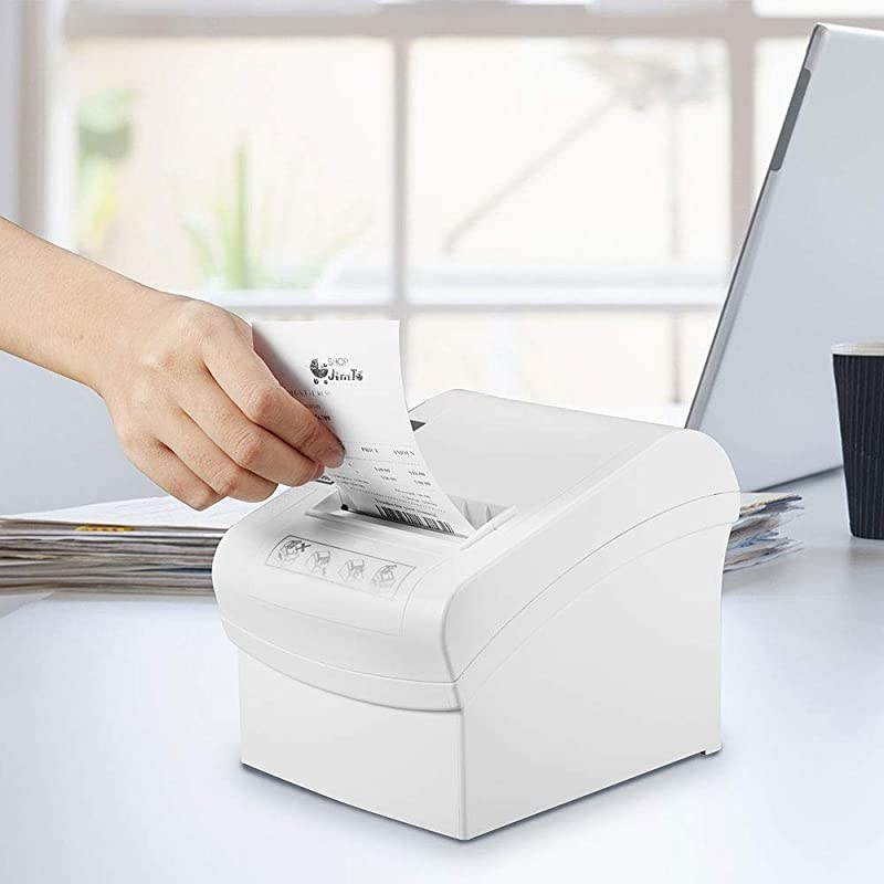 Thermal Receipt Printer of 300mms HighSpeed Printing Auto Cutter Sound Reminder 3 18 80mm Desktop POS Ticket Printer with USBSerialLANCash Drawer Port Support Windows
