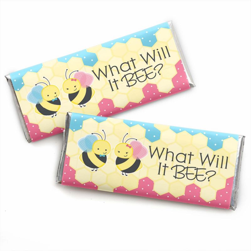Big Dot of Happiness What Will It Bee - Candy Bar Wrapper Gender Reveal Favors - Set of 24