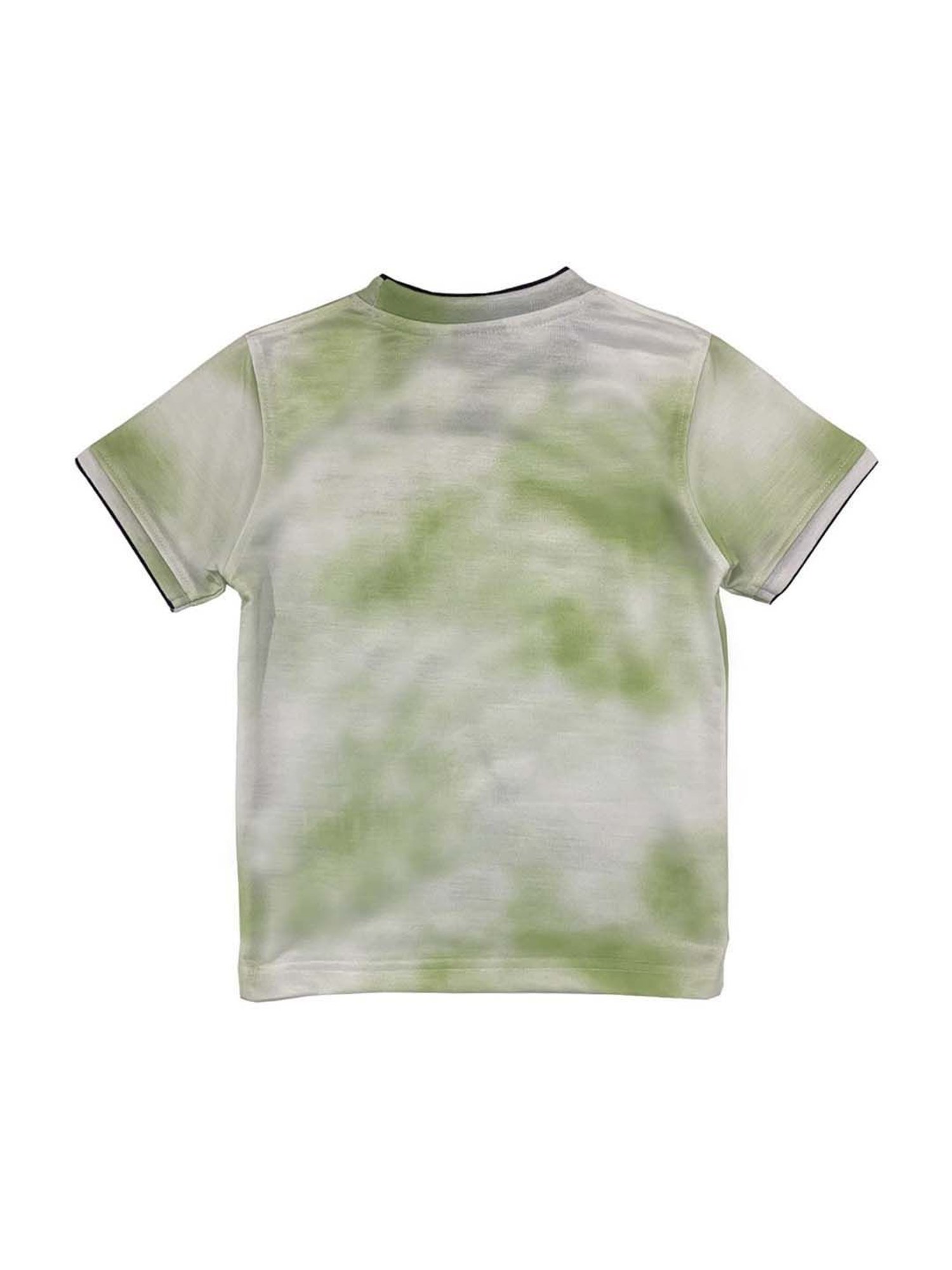 Cavio Boys Green & White Cotton Printed T-Shirt