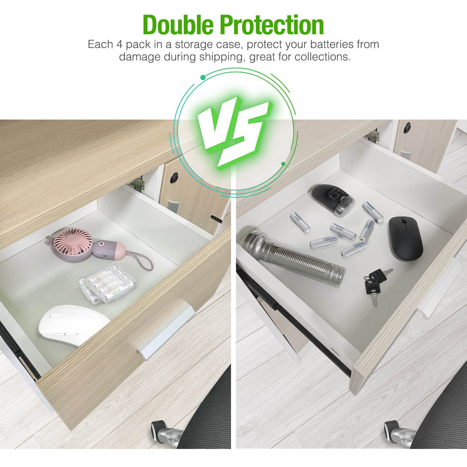 EBL 800mAh AAA Ni-MH Rechargeable Batteries High Capacity , Battery Case Included 8 Pack