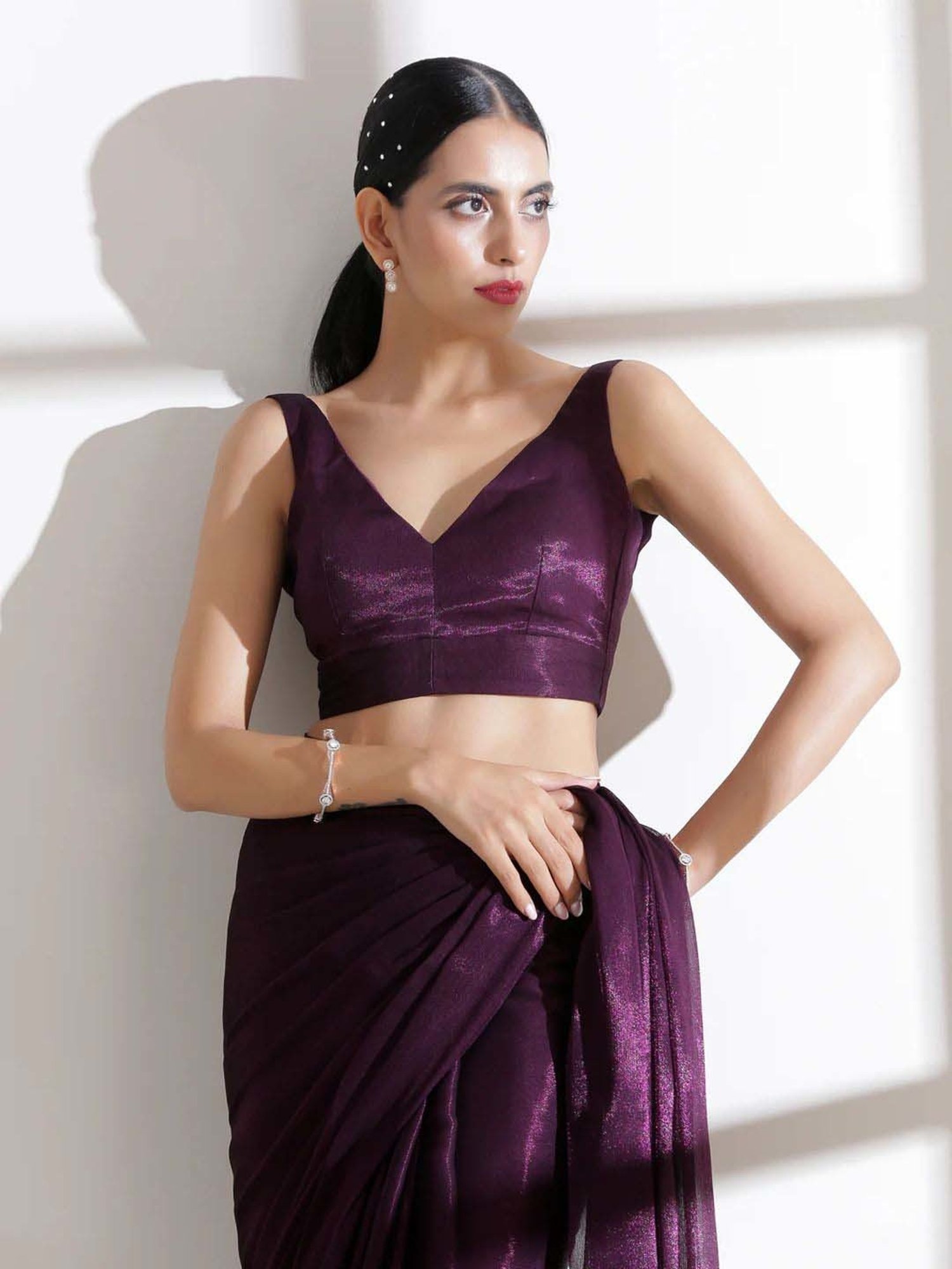 Swtantra Purple Plain Readymade Blouse