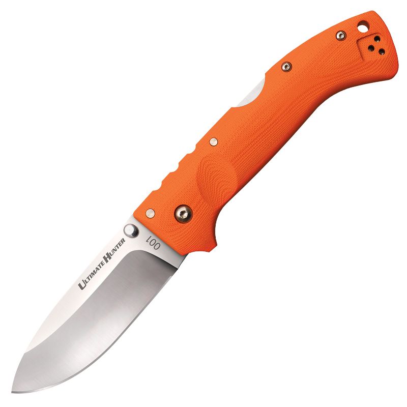 Cold Steel S35VN Ultimate Hunter Heavy Duty G-10 Hunting Pocket Folding Blade Knife w/ Belt Clip, Orange