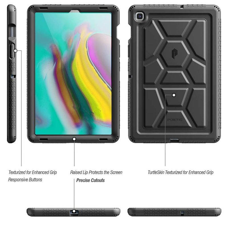 Galaxy Tab S5E Case, Poetic Heavy Duty Shockproof Kids Friendly Silicone Case Cover, TurtleSkin Series, for Samsung Galaxy Tab S5E 10.5 Inch (SM-T720/T725) 2019 Release, Black