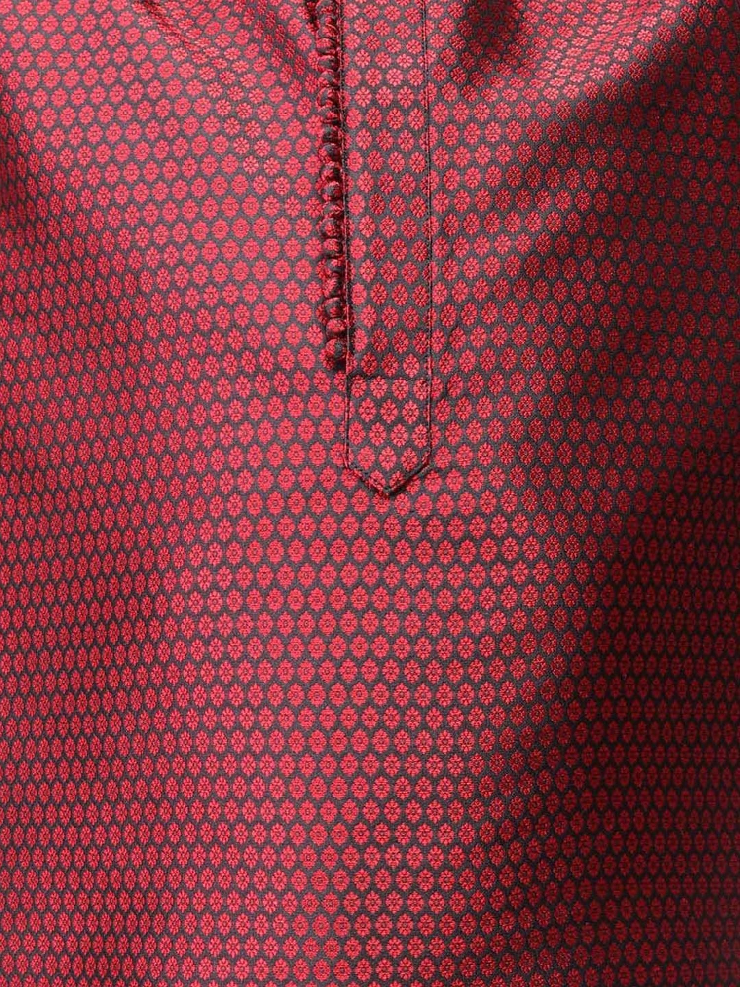 TABARD Kids Maroon & Black Printed Kurta Set